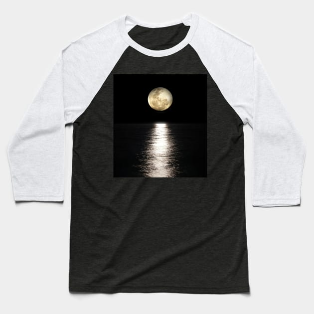 moon ocean calm view Baseball T-Shirt by tedd